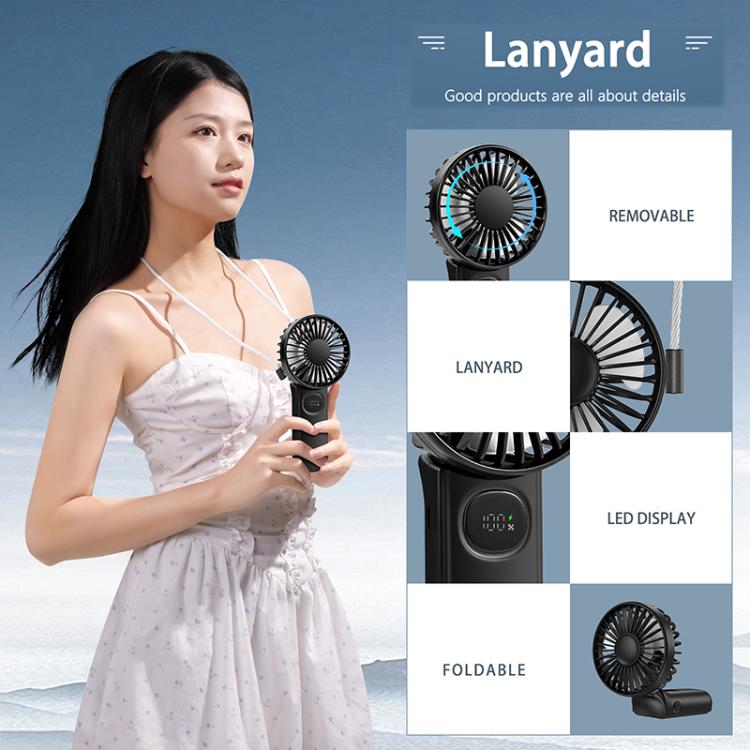 Ventilatore portatile pieghevole F11 con display a LED e cordino