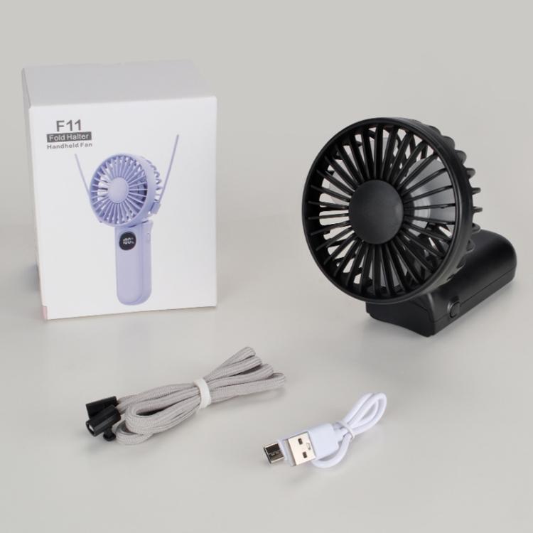 Ventilatore portatile pieghevole F11 con display a LED e cordino