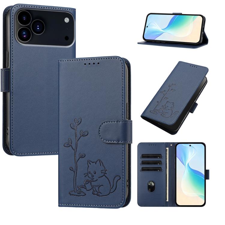 Custodia per telefono in ecopelle con fibbia a forma di albero e gatto YX0014, con cordino., For iPhone 17e / 16e, For iPhone 17 Pro Max