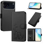 Custodia per telefono in ecopelle con fibbia a forma di albero e gatto YX0014, con cordino., For iPhone 17 Pro, For iPhone 17