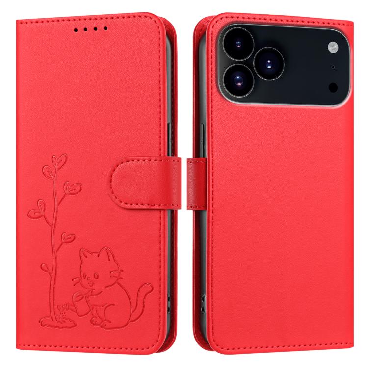 Custodia per telefono in ecopelle con fibbia a forma di albero e gatto YX0014, con cordino., For iPhone 17 Pro, For iPhone 17