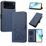 Custodia per telefono in ecopelle con fibbia a forma di albero e gatto YX0014, con cordino., For iPhone 17 Pro, For iPhone 17