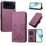 Custodia per telefono in ecopelle con fibbia a forma di albero e gatto YX0014, con cordino., For iPhone 17 Pro, For iPhone 17