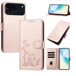 Custodia per telefono in ecopelle con fibbia a forma di albero e gatto YX0014, con cordino., For iPhone 17 Pro, For iPhone 17