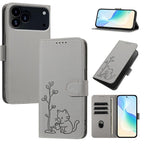 Custodia per telefono in ecopelle con fibbia a forma di albero e gatto YX0014, con cordino., For iPhone 17 Pro, For iPhone 17