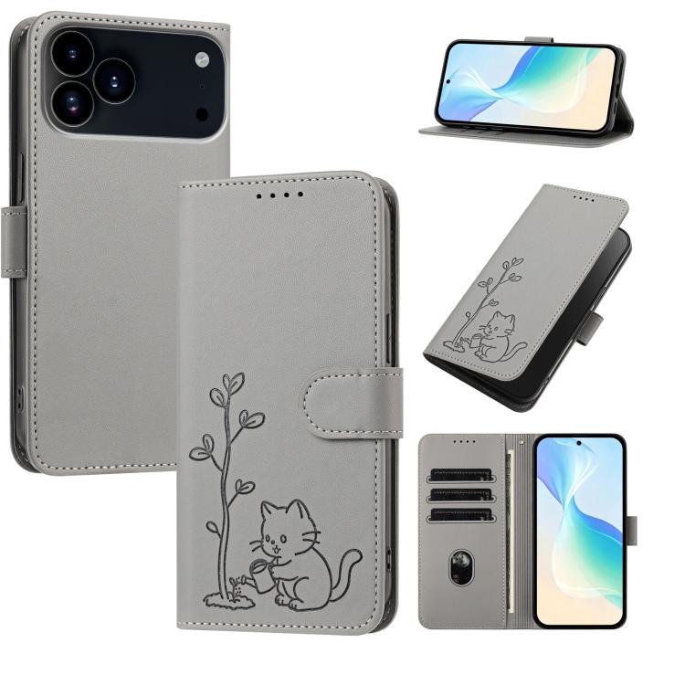 Custodia per telefono in ecopelle con fibbia a forma di albero e gatto YX0014, con cordino., For iPhone 17 Pro, For iPhone 17