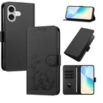 Custodia per telefono in ecopelle con fibbia a forma di albero e gatto YX0014, con cordino., For iPhone 17 Pro, For iPhone 17