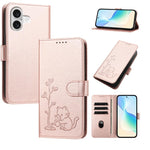 Custodia per telefono in ecopelle con fibbia a forma di albero e gatto YX0014, con cordino., For iPhone 17 Pro, For iPhone 17