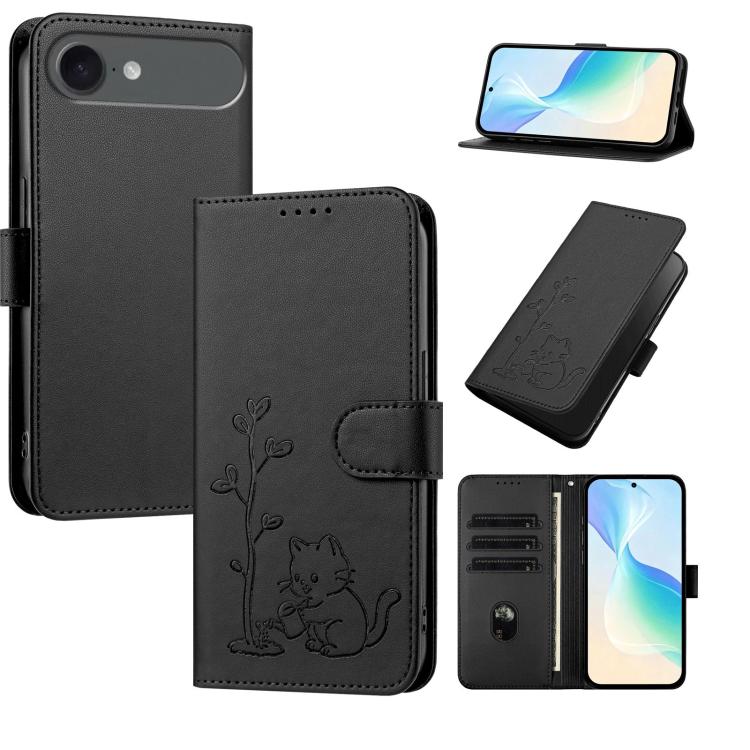 Custodia per telefono in ecopelle con fibbia a forma di albero e gatto YX0014, con cordino., For iPhone Air, For iPhone 16 Pro Max
