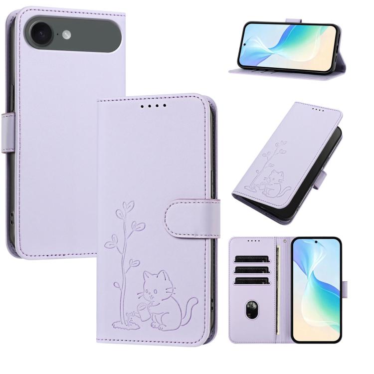 Custodia per telefono in ecopelle con fibbia a forma di albero e gatto YX0014, con cordino., For iPhone Air, For iPhone 16 Pro Max