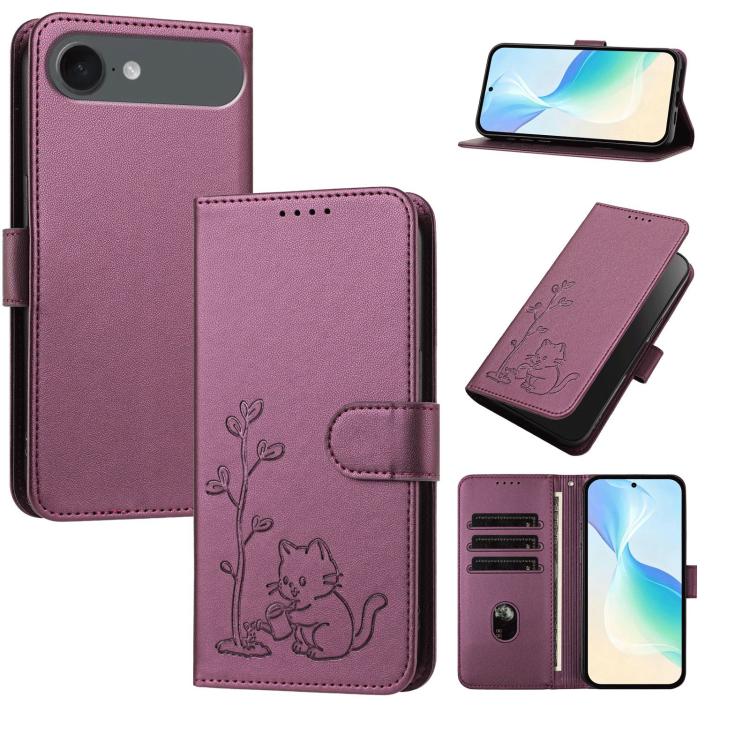 Custodia per telefono in ecopelle con fibbia a forma di albero e gatto YX0014, con cordino., For iPhone Air, For iPhone 16 Pro Max