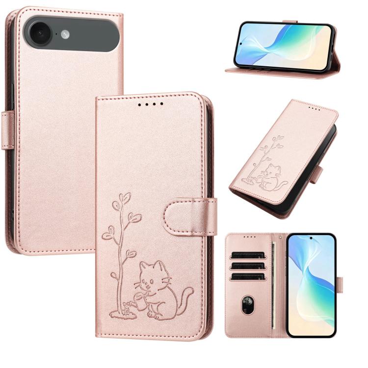 Custodia per telefono in ecopelle con fibbia a forma di albero e gatto YX0014, con cordino., For iPhone Air, For iPhone 16 Pro Max