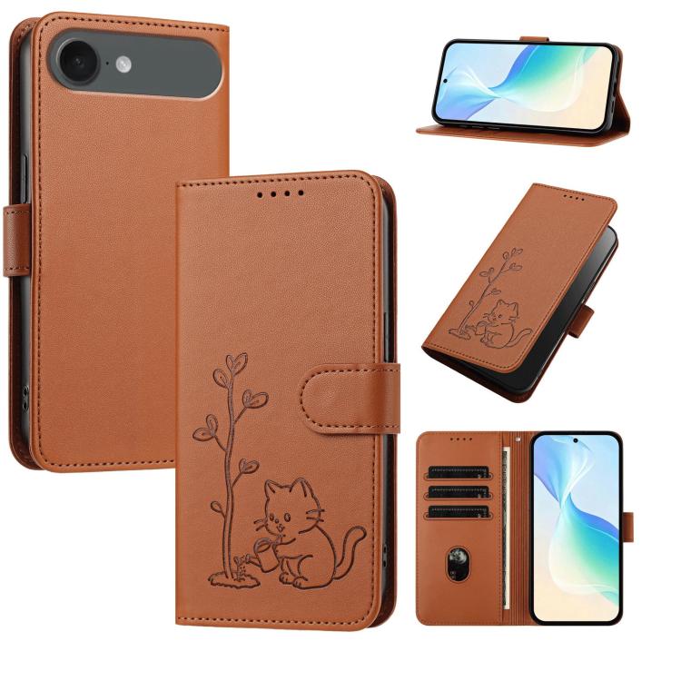Custodia per telefono in ecopelle con fibbia a forma di albero e gatto YX0014, con cordino., For iPhone Air, For iPhone 16 Pro Max