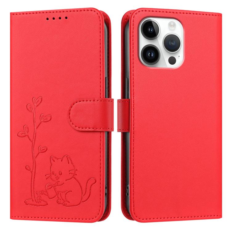 Custodia per telefono in ecopelle con fibbia a forma di albero e gatto YX0014, con cordino., For iPhone 16 Pro, For iPhone 16 Plus