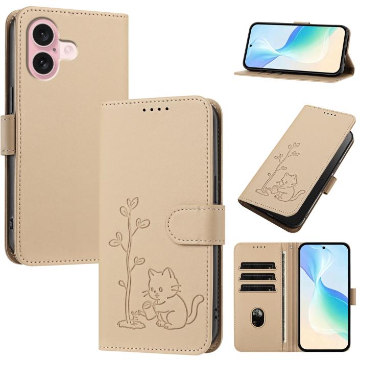 Custodia per telefono in ecopelle con fibbia a forma di albero e gatto YX0014, con cordino., For iPhone 16, For iPhone 15 Pro Max
