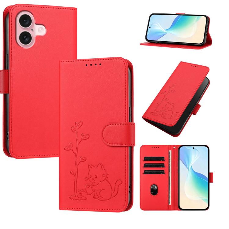 Custodia per telefono in ecopelle con fibbia a forma di albero e gatto YX0014, con cordino., For iPhone 16, For iPhone 15 Pro Max
