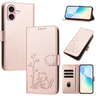 Custodia per telefono in ecopelle con fibbia a forma di albero e gatto YX0014, con cordino., For iPhone 16, For iPhone 15 Pro Max