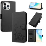 Custodia per telefono in ecopelle con fibbia a forma di albero e gatto YX0014, con cordino., For iPhone 16, For iPhone 15 Pro Max