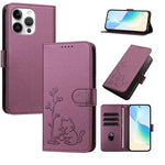 Custodia per telefono in ecopelle con fibbia a forma di albero e gatto YX0014, con cordino., For iPhone 16, For iPhone 15 Pro Max