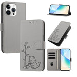 Custodia per telefono in ecopelle con fibbia a forma di albero e gatto YX0014, con cordino., For iPhone 16, For iPhone 15 Pro Max