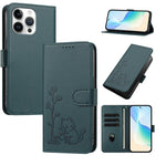 Custodia per telefono in ecopelle con fibbia a forma di albero e gatto YX0014, con cordino., For iPhone 15 Pro, For iPhone 15 Plus