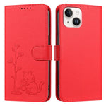 Custodia per telefono in ecopelle con fibbia a forma di albero e gatto YX0014, con cordino., For iPhone 14, For iPhone 14 Pro