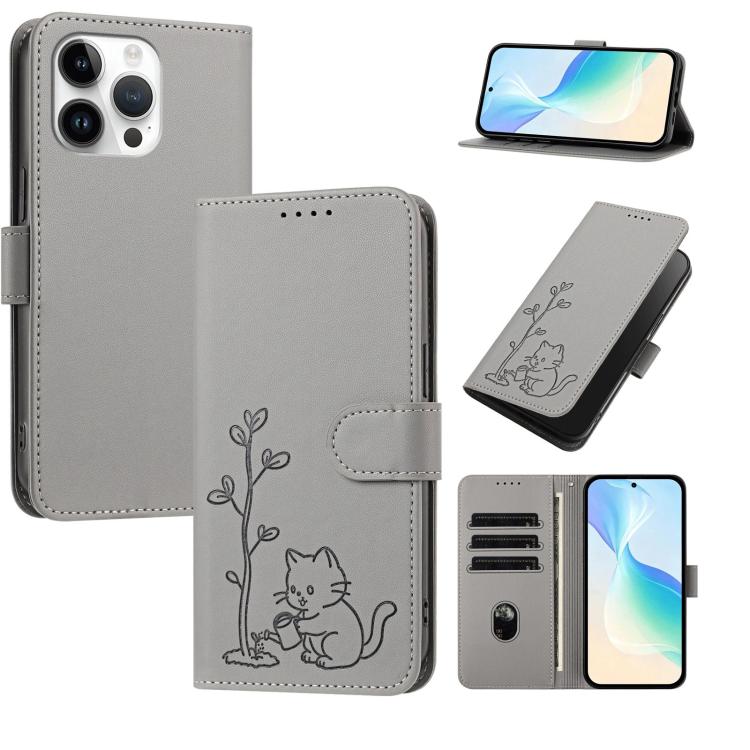 Custodia per telefono in ecopelle con fibbia a forma di albero e gatto YX0014, con cordino., For iPhone 14, For iPhone 14 Pro