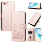 Custodia per telefono in ecopelle con fibbia a forma di albero e gatto YX0014, con cordino., For iPhone 14 Pro Max, For iPhone SE 2022 / SE 2020 / 7 / 8