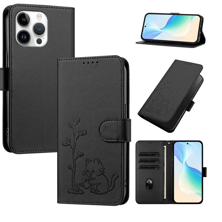 Custodia per telefono in ecopelle con fibbia a forma di albero e gatto YX0014, con cordino., For iPhone 13 Pro Max, For iPhone 13 Pro