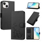 Custodia per telefono in ecopelle con fibbia a forma di albero e gatto YX0014, con cordino., For iPhone 13, For iPhone 13 mini