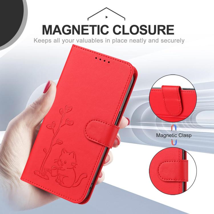 Custodia per telefono in ecopelle con fibbia a forma di albero e gatto YX0014, con cordino., For iPhone 17e / 16e, For iPhone 17 Pro Max