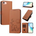Custodia per telefono in ecopelle con fibbia a forma di albero e gatto YX0014, con cordino., For iPhone 17e / 16e, For iPhone 17 Pro Max