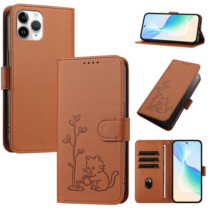 Custodia per telefono in ecopelle con fibbia a forma di albero e gatto YX0014, con cordino., For iPhone 12 mini, For iPhone 11 Pro Max