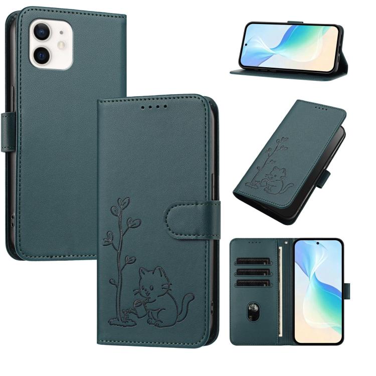 Custodia per telefono in ecopelle con fibbia a forma di albero e gatto YX0014, con cordino., For iPhone 11, For iPhone 11 Pro