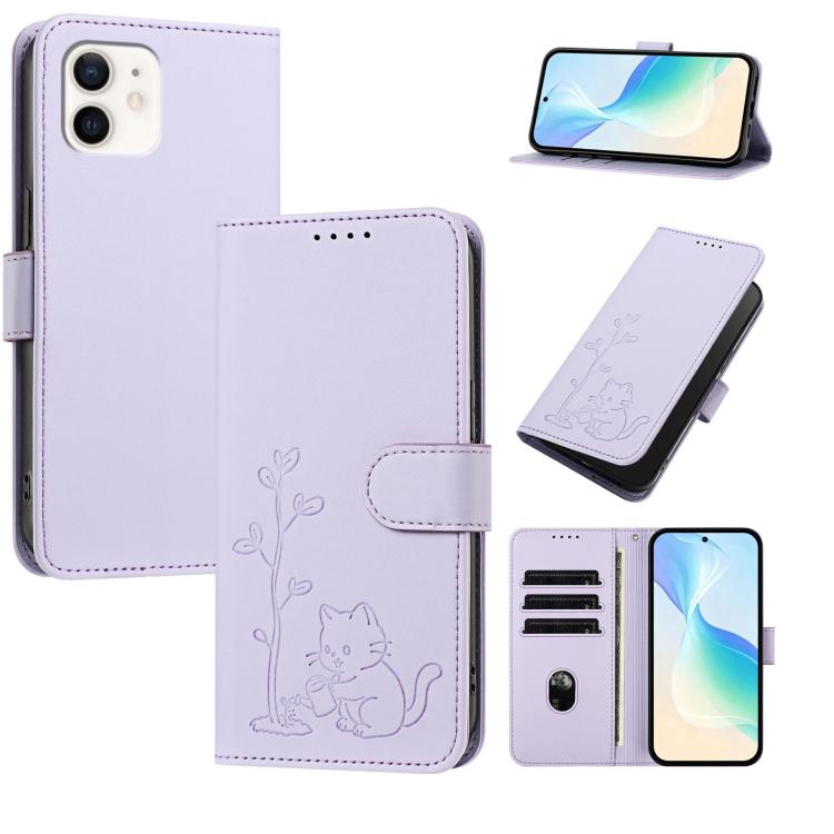 Custodia per telefono in ecopelle con fibbia a forma di albero e gatto YX0014, con cordino., For iPhone 11, For iPhone 11 Pro