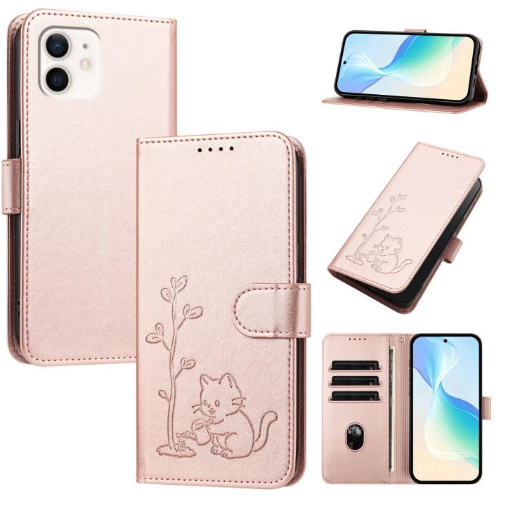 Custodia per telefono in ecopelle con fibbia a forma di albero e gatto YX0014, con cordino., For iPhone 11, For iPhone 11 Pro