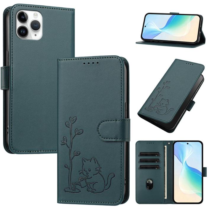 Custodia per telefono in ecopelle con fibbia a forma di albero e gatto YX0014, con cordino., For iPhone 11, For iPhone 11 Pro