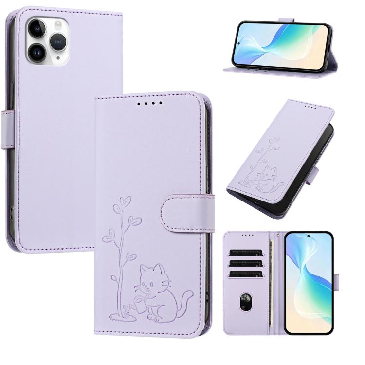 Custodia per telefono in ecopelle con fibbia a forma di albero e gatto YX0014, con cordino., For iPhone 11, For iPhone 11 Pro