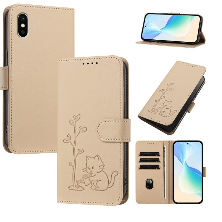 Custodia per telefono in ecopelle con fibbia a forma di albero e gatto YX0014, con cordino., For iPhone X / XS, For iPhone XR