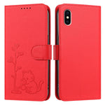 Custodia per telefono in ecopelle con fibbia a forma di albero e gatto YX0014, con cordino., For iPhone X / XS, For iPhone XR