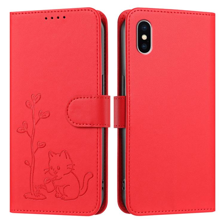 Custodia per telefono in ecopelle con fibbia a forma di albero e gatto YX0014, con cordino., For iPhone X / XS, For iPhone XR