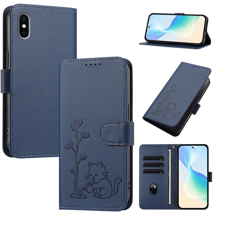 Custodia per telefono in ecopelle con fibbia a forma di albero e gatto YX0014, con cordino., For iPhone X / XS, For iPhone XR