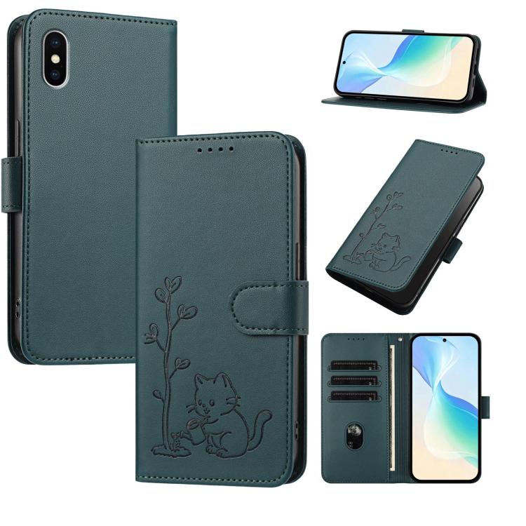 Custodia per telefono in ecopelle con fibbia a forma di albero e gatto YX0014, con cordino., For iPhone X / XS, For iPhone XR