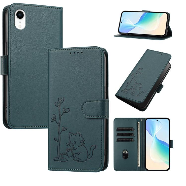 Custodia per telefono in ecopelle con fibbia a forma di albero e gatto YX0014, con cordino., For iPhone X / XS, For iPhone XR