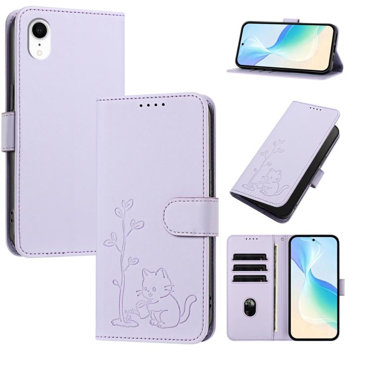 Custodia per telefono in ecopelle con fibbia a forma di albero e gatto YX0014, con cordino., For iPhone X / XS, For iPhone XR