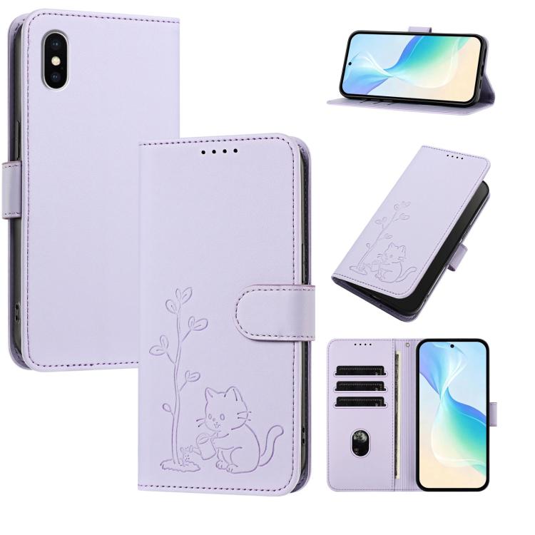 Custodia per telefono in ecopelle con fibbia a forma di albero e gatto YX0014, con cordino., For iPhone XS Max, For iPhone 8 Plus / 7 Plus