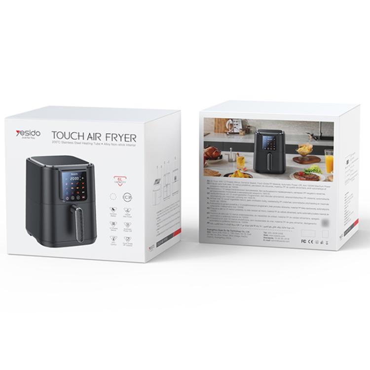 Friggitrice ad aria Yesido EC35 6L 1500W con touch screen e controllo della temperatura NTC., EU Plug, UK Plug