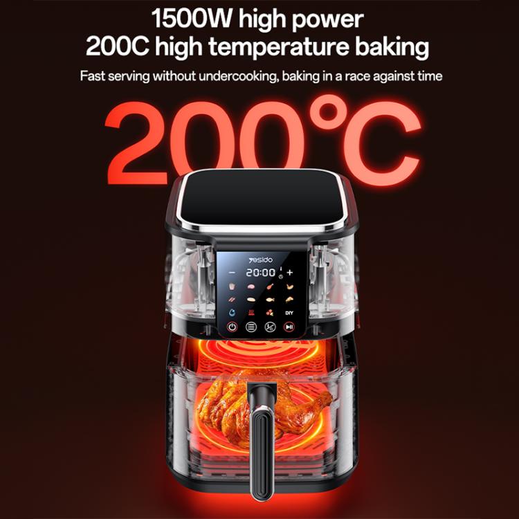 Friggitrice ad aria Yesido EC35 6L 1500W con touch screen e controllo della temperatura NTC., EU Plug, UK Plug