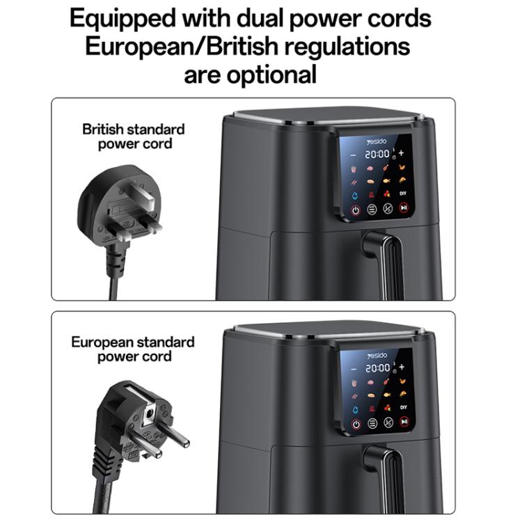 Friggitrice ad aria Yesido EC35 6L 1500W con touch screen e controllo della temperatura NTC., EU Plug, UK Plug