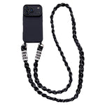 Ampia finestra per la fotocamera, fori integrati per il cordino, custodia per telefono con tracolla intrecciata., For iPhone 17e / 16e, For iPhone 17 Pro Max, For iPhone 17 Pro